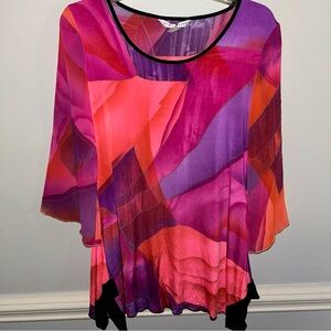 Peter Nygard Pink and Purple Abstract Blouse